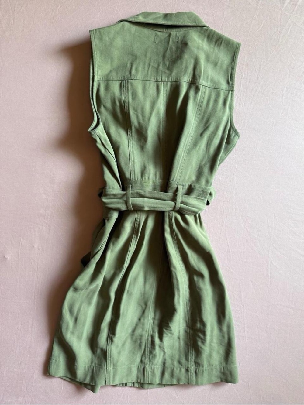 Guess Olive Green Sleeveless Zip Utility Dress - Picture 2 of 4